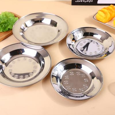 China Viable Wholesale Different Size Round Dinner Plate Stainless Steel Round Dishes 201 for sale