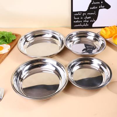 China Sustainable Daily Use 201 Deep Round Kitchenware Stainless Steel Dinner Food Dish for sale