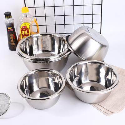 China 201 Stainless Steel Food Storage Basin Large Mixing Bowl Kitchen Dinnerware Set for sale