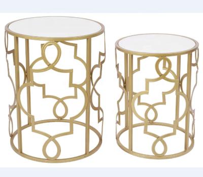 China No Nesting Small Round End Side Coffee Tables For Living Room Set Of 2 for sale