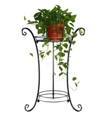 China Pot Plant Black Flower Wrought Iron Home Decor Industrial Indoor And Outdoor Decorative Rack for sale