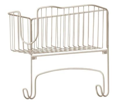 China Country Metal Decor Wall Mount Ironing Board Rack with Large Storage Baskets for sale