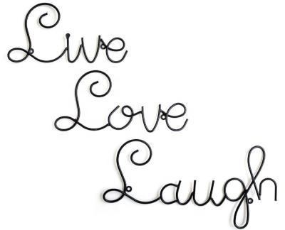 China Unique Live Love Laugh Set 3 Wall Mount Metal Wall Word Sculpture, Wall Decor by Super Z Outlet for sale