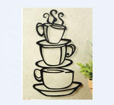 China Super Unique Z Outlet Black Coffee Mug Silhouette Metal Wall Art For Home Decoration, Java Shops, Restaurants, Gifts for sale