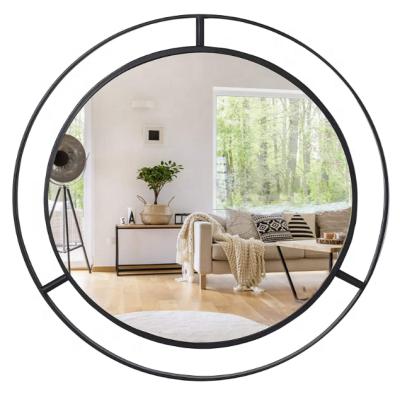 China Decorative Eco-Friendly Round Metal Wall Mirror With Circle Ring Frame For Bedroom Bathroom Living Room Entrance for sale