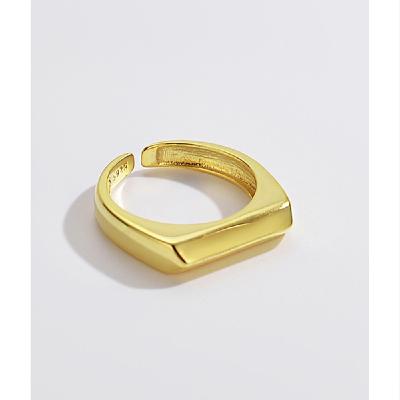 China FASHIONABLE Geometric Rectangle Opening Gold Plated 925 Sterling Silver Ring Jewelry for sale