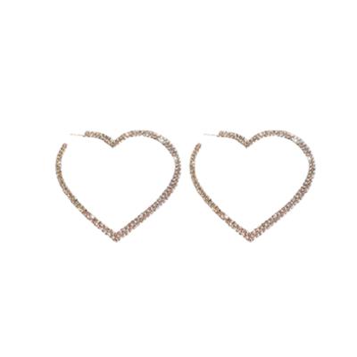 China Environmental Friendly Jewelry Gold Circle Heart Fashion Luxury Rhinestone Stud Earrings For Women for sale