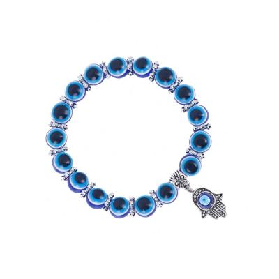 China Hot Selling BOHEMIA Turkish Glass Beads Shape Blue Eyes Bracelet Evil Elasticity Bracelet Handmade Jewelry For Women for sale