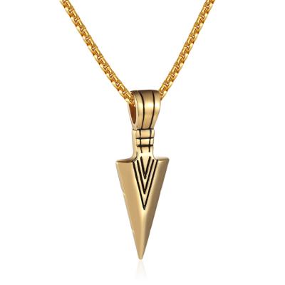 China Stainless Steel CLASSIC Hot Long Chain Arrowhead Fashion Jewelry Men's Pendant Necklace for sale