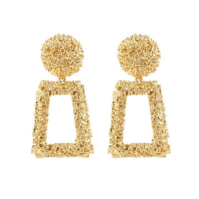 China Trendy Geometric Statement Earring Big Gold Color Vintage Dangle Earrings For Women for sale