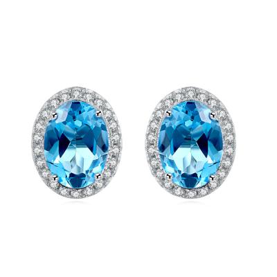 China Hiphop Trendyminimalist Crystal Oval Cubic Zirconia Stud Earrings For Women Jewelry for sale