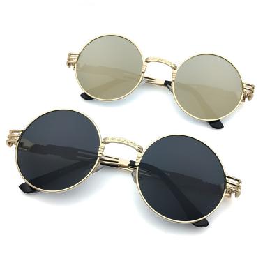 China Round Steampunk Metal Frame 100% UV Blocking Round Sunglasses Retro for sale