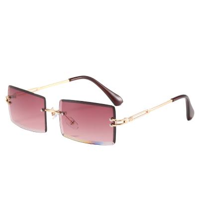 China Hot Sale Square Vintage Rectangle Candy Color Sutro Rimless Sunglasses for sale