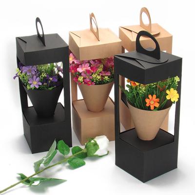 China 2022 hot sale cheap flower bouquet box handmade small flower gift flower packaging paper box for mother's day for sale