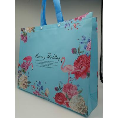 China Waterproof Ultrasonic Laminated PP Nonwoven Reusable Shopping Tote Bags With Buttons for sale