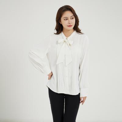 China 2021 Autumn New Style Breathable Female French Casual Chiffon Blouse Design Long Sleeve Shirt Loose Shirt Retro Fashion for sale