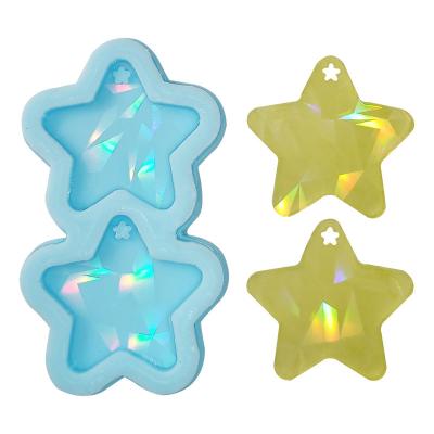 China Sustainable DIY Holographic Laser Pentagram Star Earrings Crystal Epoxy Resin Silicone Mold for sale