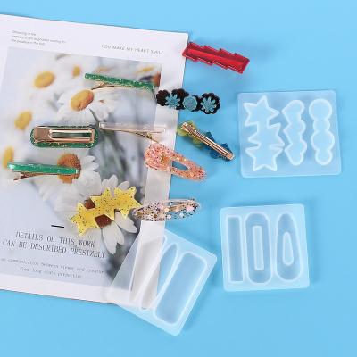 China Sustainable Diy Hairpin crystal drop glue mold multi-style geometric figure hairpin pendant resin making silicone mold for sale