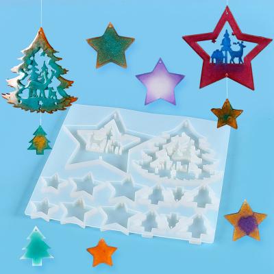 China Sustainable Christmas tree pentagram pendant pendant decoration mirror resin silicone mold for sale