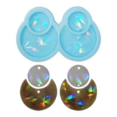 China Sustainable DIY Round Holographic Radium Body Earrings Crystal Epoxy Resin Silicone Mold for sale