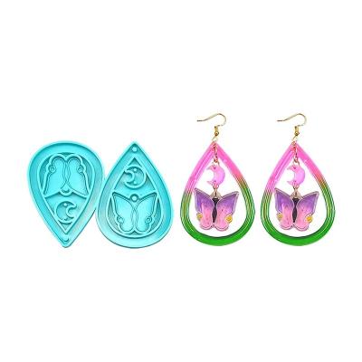 China Sustainable Butterfly Earrings Crystal Epoxy Resin Mold Jewelry Pendant Silicone Mould DIY Casting Tools for sale