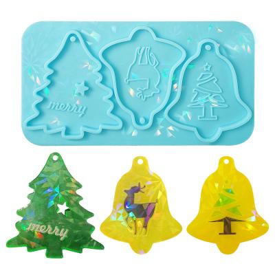 China Sustainable Christmas Ball Mold Holographic Pendant Silicone Mold Keychain Mold DIY Craft Jewelry Making Christmas Tree Ornament Decoration for sale