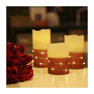 China Real Wax Beautiful Home Decoration 3pcs Decorative Electric Led Flameless Candle Pillar Flickering Pillar With Remote Control for sale