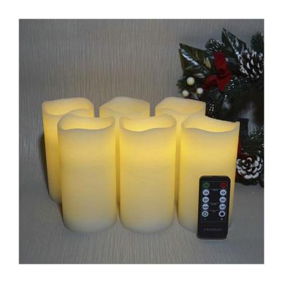 China Rustic Outdoor Flickeering Parties LED Candle With 10 Key Remote Control Cycling 24 Hours Timer Pack for sale