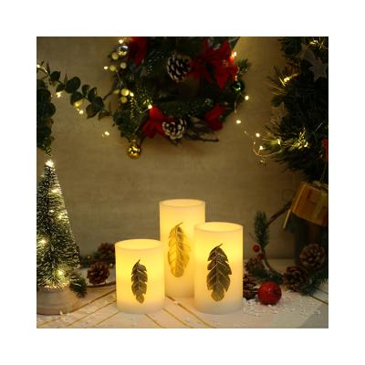 China Hot Selling Flameless Candle Light White Color And Gold Paint Battery Cable Candle Set for sale