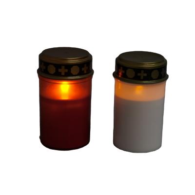 China Religious Activities Plastic Memorial Cemetery Popular Powered Grave Church Led Battery Flameless Candle for sale