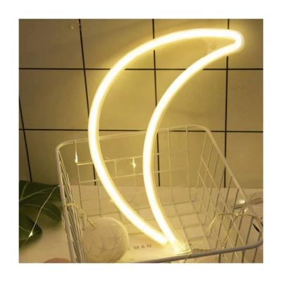 China Room Decor USB Moon Battery Operated Shaped Flexible Customs Lead Strip Neon Sign Light for sale