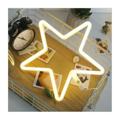 China Custom USB Neon Light Room Decor and Battery Operated Plastic Star LED Wall Sign for Room Party Decor for sale