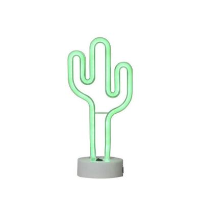 China Wholesale Room Decor USB and Table Battery Operated Home Portable Sign Cactus Green Desk Decor Neon Light for sale