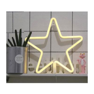 China Home Decoration Custom USB Light Led Wall Sign And Battery Operated Home Decor Plastic Neon Star for sale