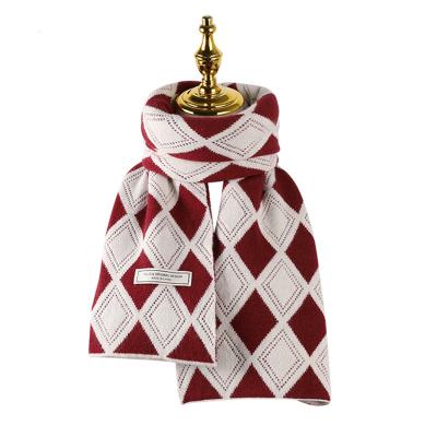 China Wholesale Custom Polyester Classic Lightweight Thick Lazy Shawl Women's Checkerboard Checkerboard Knitted Acrylic Scarf for sale