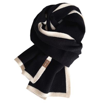 China Long Fashion Knitted Scarf Wool Adult Women's Soft Warm Winter Border 100% Scarf for sale