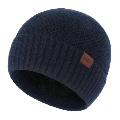 China Wholesale custom bean hat simple empty dyed solid color thick acrylic knit warm brim bean hat for sale