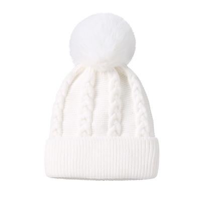 China COMMON custom-made Europe and the United States autumn and winter new solid color elastic baby knitted hat single ball plus cashmere warm ch for sale