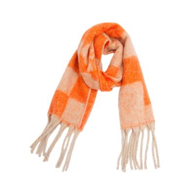 China Foreign trade Europe and the autumn and winter of the United States 2023 new custom-made striped scarf thickened raw loop yarn jacquard plaid sca for sale