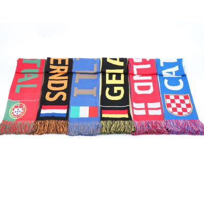 China Long direct source manufacturers for all kinds of LOGO jacquard knitted football scarf acrylic jacquard fan scarf for sale