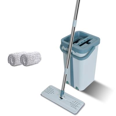 China Stocked Flat Mop And Round Hands Free Magic Microfiber Bucket Separates Dirty And Clean Water for sale