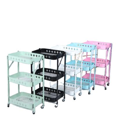 China 3 Tier Metal Utility Cart Storage Organizer Shelves Storage Utility Rolling Cart for sale