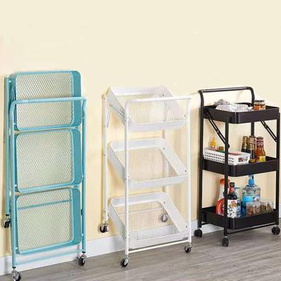 China Durable 3 Tier Microwave Kitchen Trolley Cart Nordic Rolling Serving Cart For Vegetables for sale