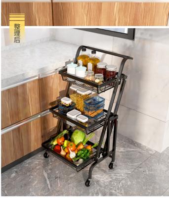 China Floor-Standing Universal Kitchen Trolley Rack Kitchen Vegetable And Fruit Storage Racks Durable for sale