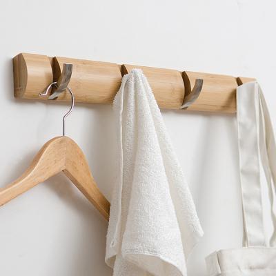 China Sustainable High Quality Retractable Bamboo Hooks Wall Mounted Coat Rack for sale