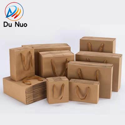 China Recyclable Customized LOGO Handbag, Customized Logo Printing, Wholesale Grocery Brown Kraft Paper Gift Bag for sale