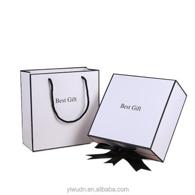 China Recyclable Medium Drawer Cosmetics Gift Box Black And White Gift Box With Ribbon Bow for sale