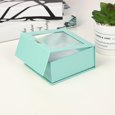 China Custom Wholesale Clear Recyclable Clear High-grade Paper Crafts Jewelry Gift Box Logo Box Magnetic Flip Packaging Box for sale