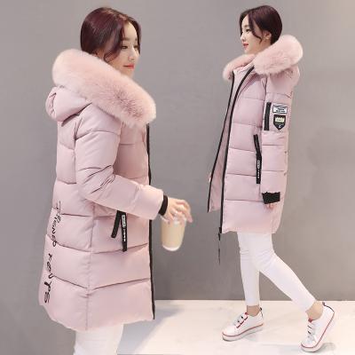 China M-4XL Lady Breathable Hooded Breathable 2021 Plus Size Fashion Padded Down Jacket Long Thicken Faux Fur Collar Outwear Women's Coats For Warm Winter for sale