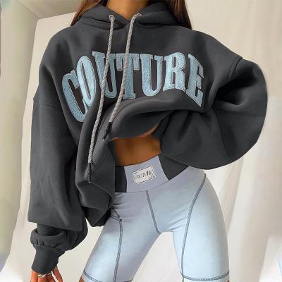 China Sweatshirts 2021 Autumn Winter New long loose women's set head hooded sweatshirts anti-pilling embroidery letter printing sheath fashion for sale